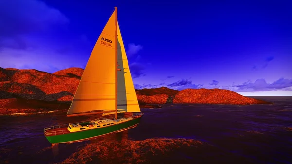 Yachting along  shore — Stock Photo, Image