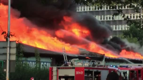 Grote brand in de stad — Stockvideo