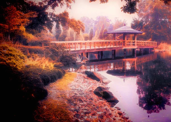 Misty Japanese garden — Stock Photo, Image