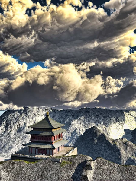 Buddhist Temple in mountains — Stock Photo, Image