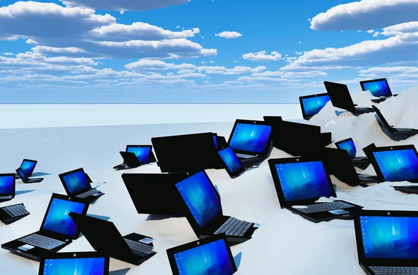 Resumen con ordenadores portátiles — Foto de Stock