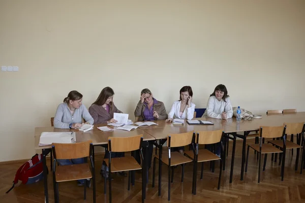 Polish students at final examination — Stock Photo, Image