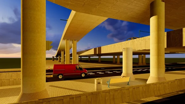 Onder de snelweg. stedelijke scène — Stockfoto