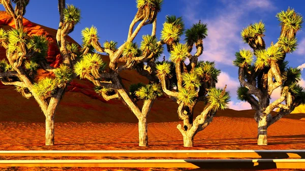 Joshua trees and railroad — Stock Photo, Image