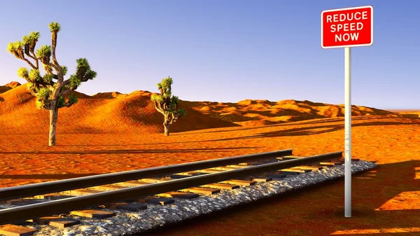 Joshua trees and railroad — Stock Photo, Image