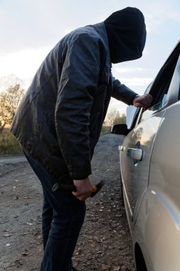 Arabaya girmiş holigan