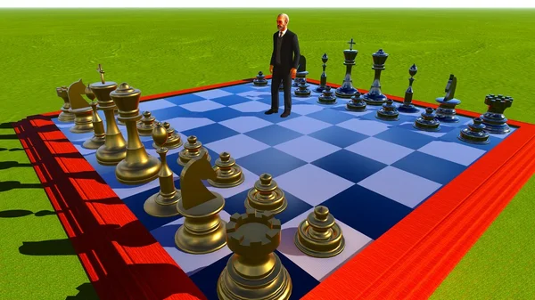Homem de negócios no tabuleiro de xadrez — Fotografia de Stock