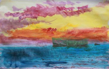 Teknenin Vintage kartpostal