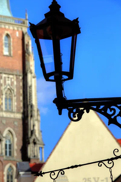 Gas lantern on Ostrow Tumski, Wroclaw in Poland — Stock Photo, Image