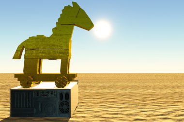Trojan horse and computer clipart