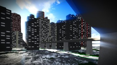 Şehir yıkıcı tsunami 