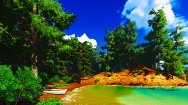 Okyanusu üzerinden ormanlık shore