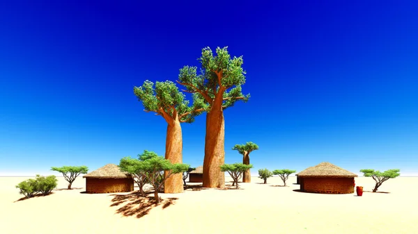 African village with traditional huts — Stock Photo, Image