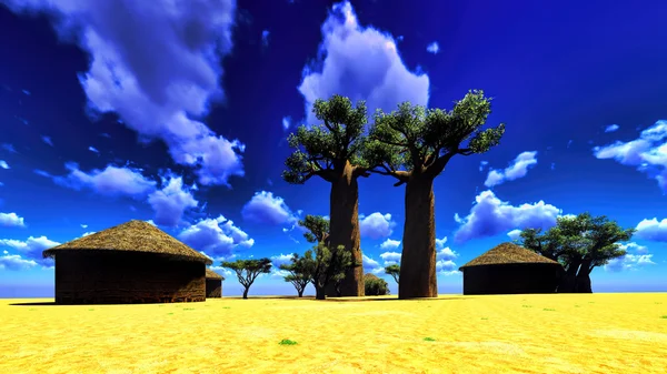 African village with traditional huts — Stock Photo, Image