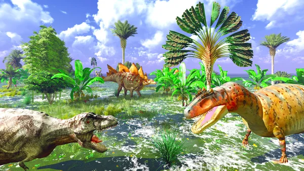 Тропический парк динозавров — стоковое фото
