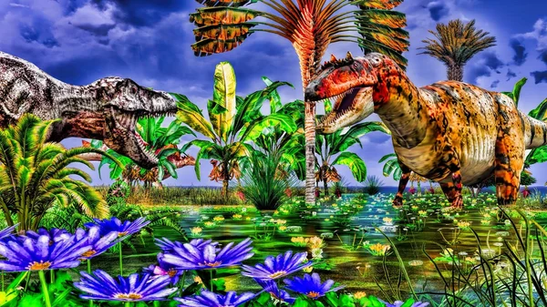 Parque de dinossauros tropicais — Fotografia de Stock