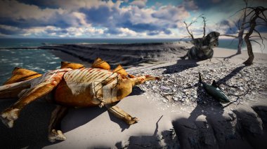 Adada ölmüş dinozorlar