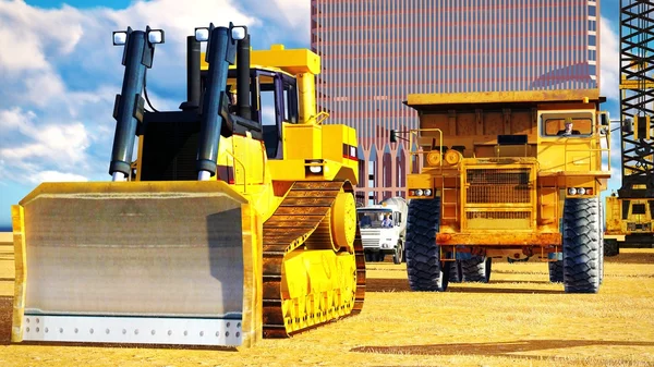 Verschillende machines op de bouwplaats — Stockfoto