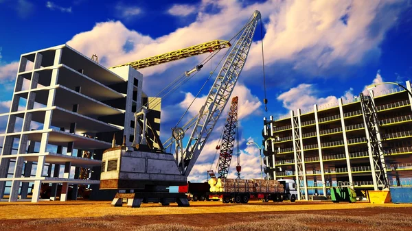 Verschiedene Maschinen auf der Baustelle — Stockfoto