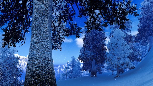 Christmac lasów w górach — Zdjęcie stockowe