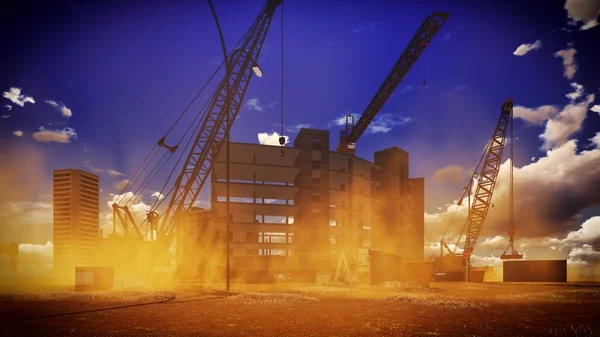 Construction site at sunset — Stock Photo, Image