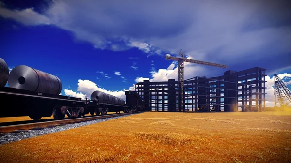 Construction site at sunset — Stock Photo, Image