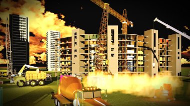 Gün batımında inşaat alanı