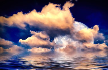 Denizin üzerinde güzel gün batımı