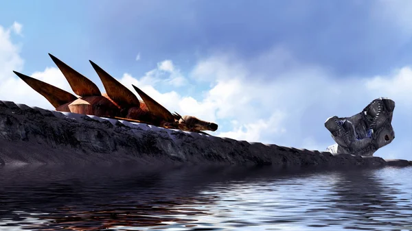 Мертві динозаври на острові — стокове фото