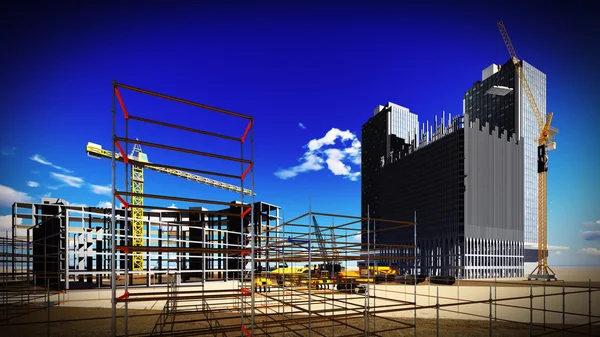 Construction site at sunset — Stock Photo, Image