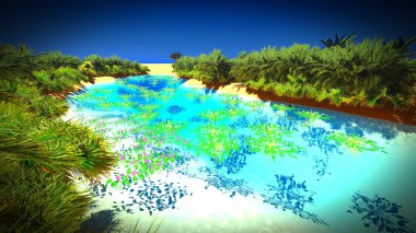 Sahara üzerinde Afrika oasis