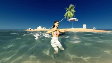 gün batımında tropik cennet