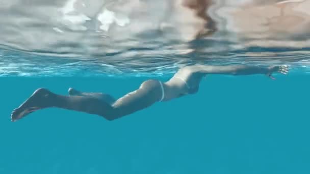 Ung kvinna under vattnet — Αρχείο Βίντεο