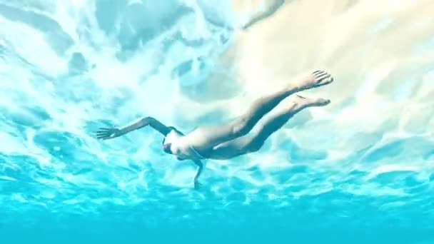 年轻女子水下 — 图库视频影像