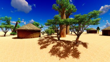 Geleneksel kulübeleri ile Afrika Köyü