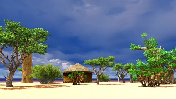 African village with traditional huts — Stock Photo, Image