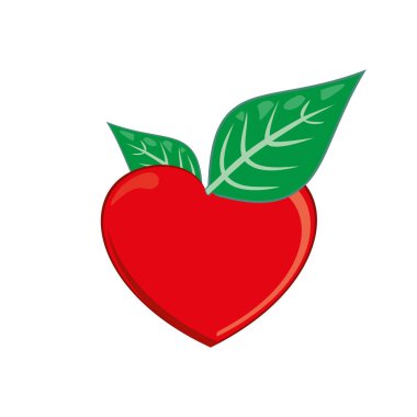 Elma şeklinde yaprakları olan kalbin sembolü. Sevgililer Günü veya herhangi bir olay için tasarım elementi