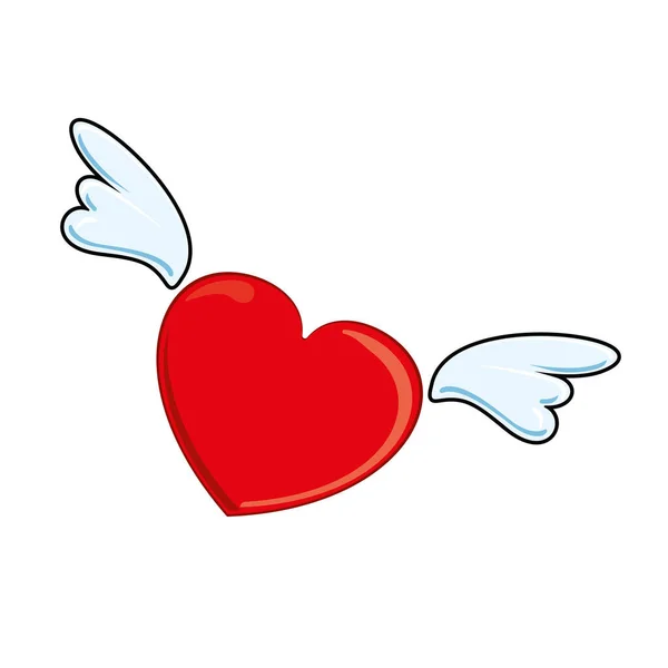 Coeur Rouge Avec Des Ailes Valentine Élément Conception Pour Saint — Image vectorielle