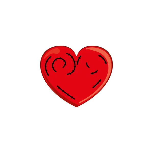 Cœur Est Symbole Avec Une Cicatrice Symbolisant Les Moments Négatifs — Image vectorielle