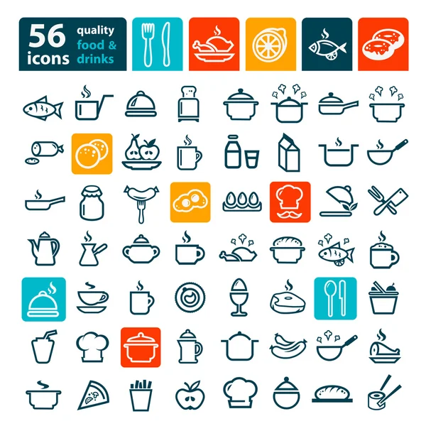 Big food icons set — Stock Illustration Big food icons set Royalty Free Stock Illustrations