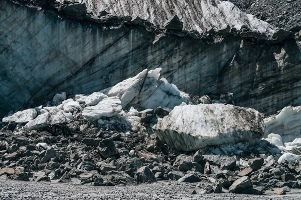 Struttura Naturale Grande Parete Glaciale Con Crepacci Primo Piano Sfondo — Foto Stock