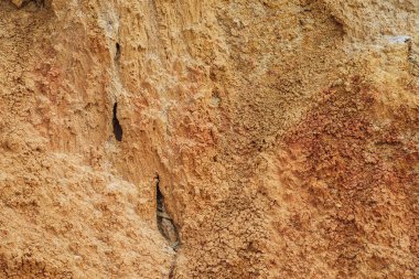 Çatlak kuru toprakların doğa arka planı. Çatallı toprağın doğal dokusu. Kırık kil yüzeyi, çorak çorak araziye yakın çekim. Kurak iklimle dolu bir bölge. Dünyada cansız bir çöl