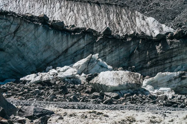 Natuurlijke Textuur Van Grote Gletsjerwand Met Spleten Close Sfeervolle Natuur — Stockfoto