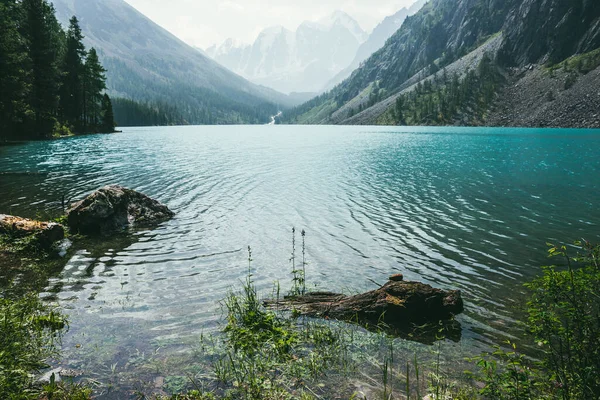 Amazing View Meditative Ripples Azure Clear Calm Water Mountain Lake — Stock Photo, Image