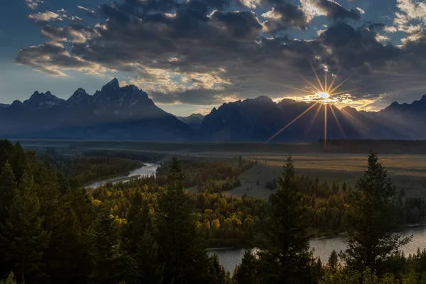 Dit Foto Van Zonsopgang Grand Teton National Park Jackson Hole — Stockfoto