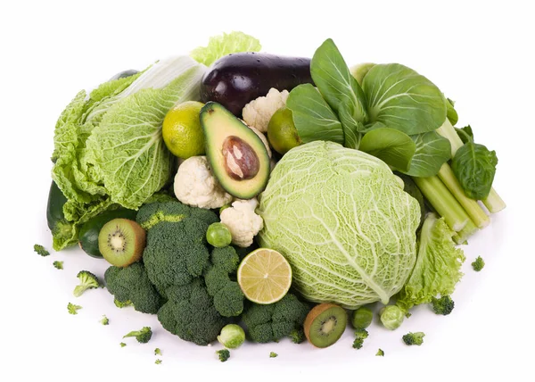 Group of green vegetables on white background — Stock Photo, Image