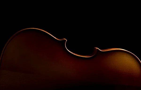 Скрипичный Музыкальный Инструмент Оркестра Крупным Планом Изолирован Черном — стоковое фото
