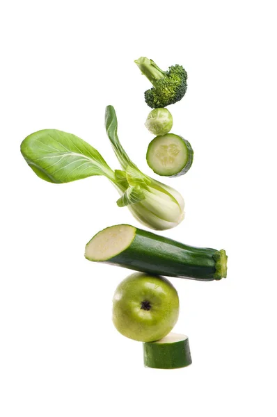 Grupo Verduras Frutas Verdes Sobre Fondo Blanco —  Fotos de Stock