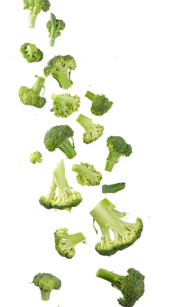 Broccoli Patroon Geïsoleerd Een Witte Achtergrond Verschillende Delen Van Broccoli — Stockfoto