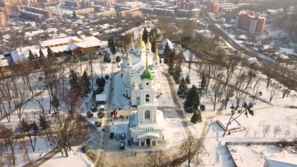 Ucrânia Poltava Catedral Assunção Monumento Arquitetônico Importância Nacional Igreja Torre — Vídeo de Stock